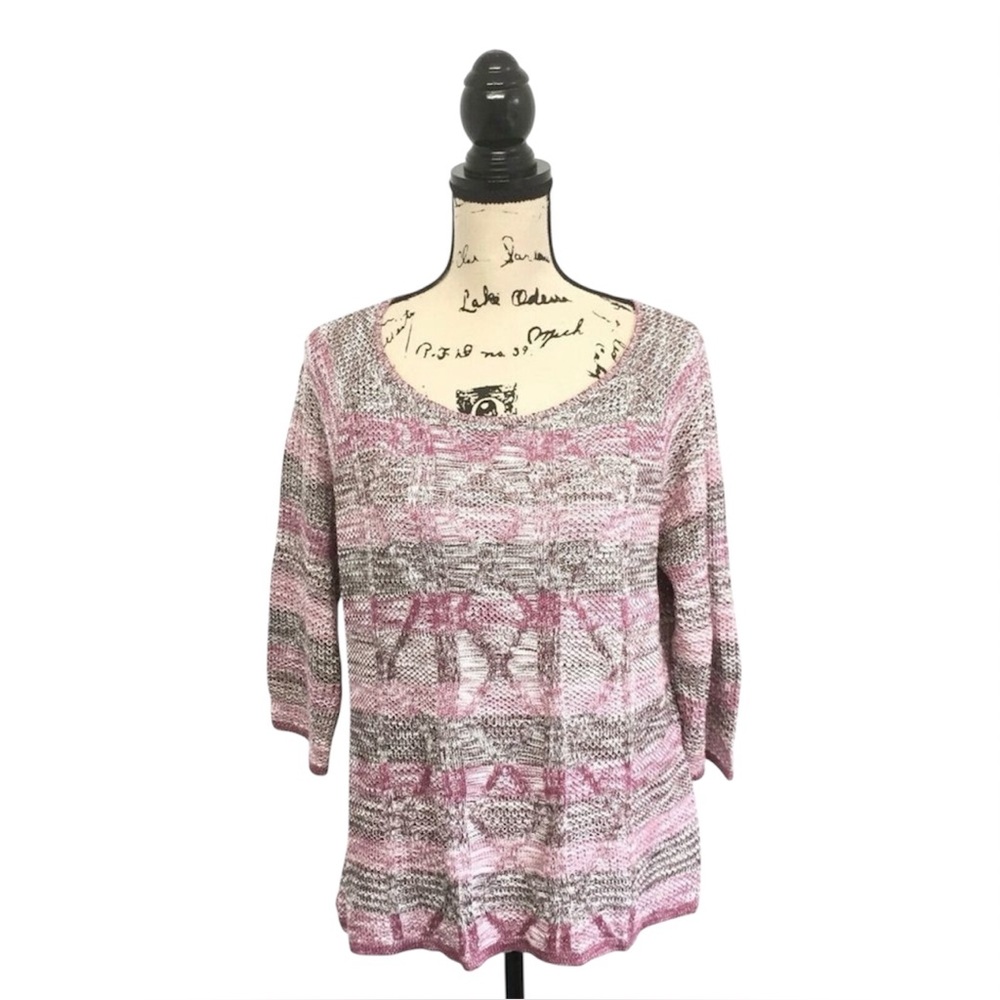 Christopher & Banks Petite XL Knot Sweater Purple Scoop Neck